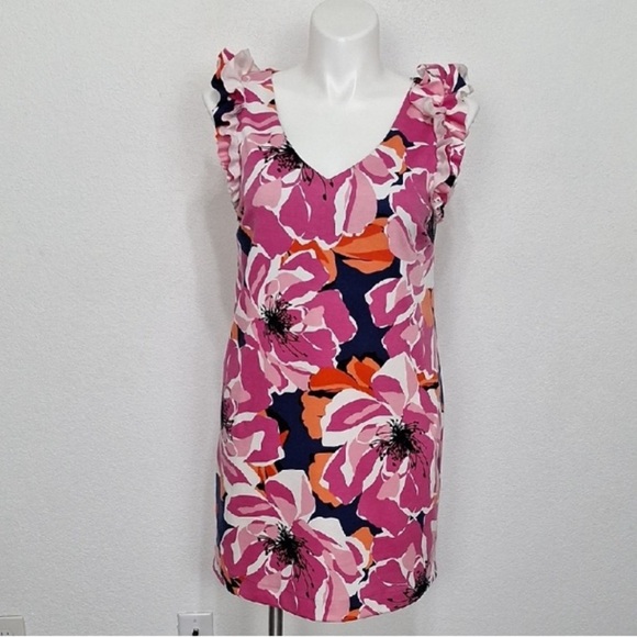 Trina Turk Floral Coquette Cottagecore Dopamine Summer Ruffle Sleeve Dress- 12 - Picture 1 of 12